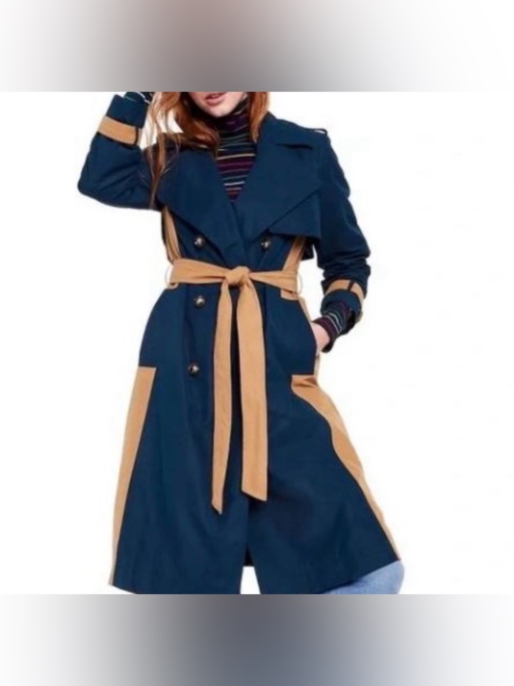 Kika Vargas x Target Navy Trench Coat with Camel size XXS
